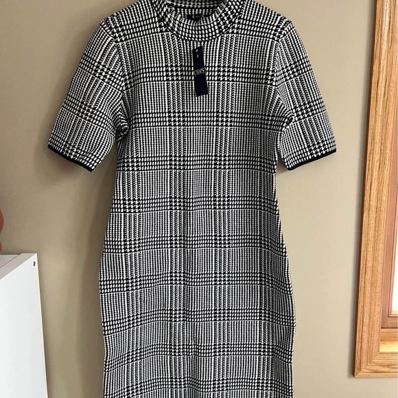 NWT Chaps Houndstooth Knit Sweater Dress size L - Picture 1 of 8